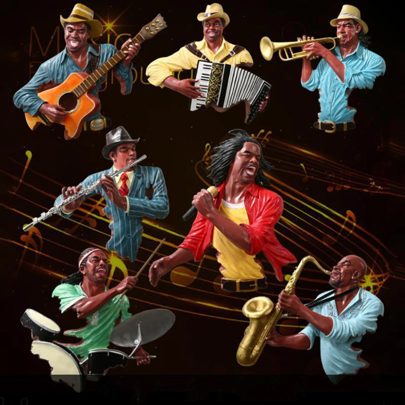 

Vintage 3D Music Figure Resin Wall Mural Decoration Bar Club Cafe Band Character Wall Hanging Crafts Home Wall Sticker Ornaments