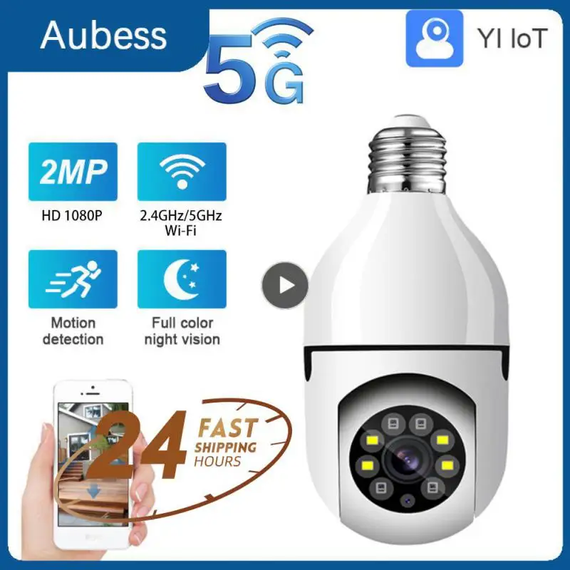 

4x Digital Zoom Video Monitor Waterproof Night Vision Monitor 5g/2.4g Full Color Tf Card Bulb Surveillance Camera Hemisphere New