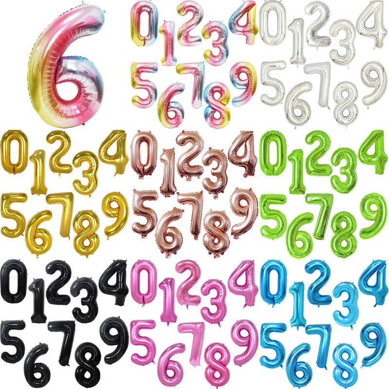 

40inch Rainbow Rose Gold Foil Number Balloons Helium Ballons Birthday Party Decorations Kids Baby Shower Wedding Party Supplies