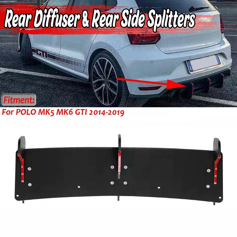 

Car Rear Bumper Lip Spoiler Protector Diffuser Fins Shark Cover For-Polo 2015-2018