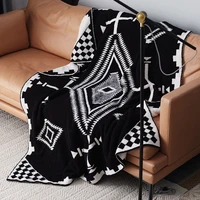 winter thickened warm nap blanket nordic geometric simple decorative blanket black and white new style