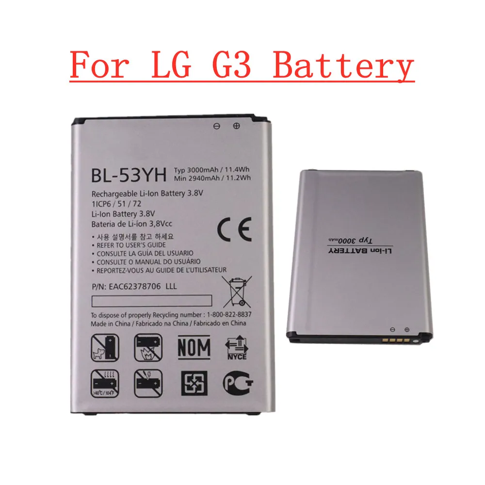 Аккумулятор BL53YH на 3000 мА · ч для LG G3 VS985 D859 D858 D857 D855 D851 D850 D830 F470 F460 F400 F400L аккумулятор для телефона