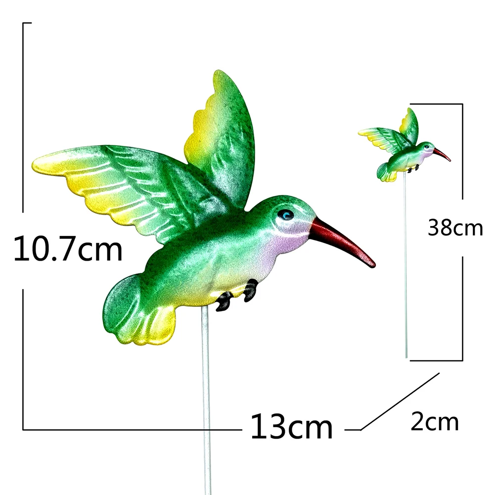 

Metal Hummingbird Stakes Butterflies Bird Art Sculpture Outdoor Iron Ornament Garden Stake Garden Home Decoration