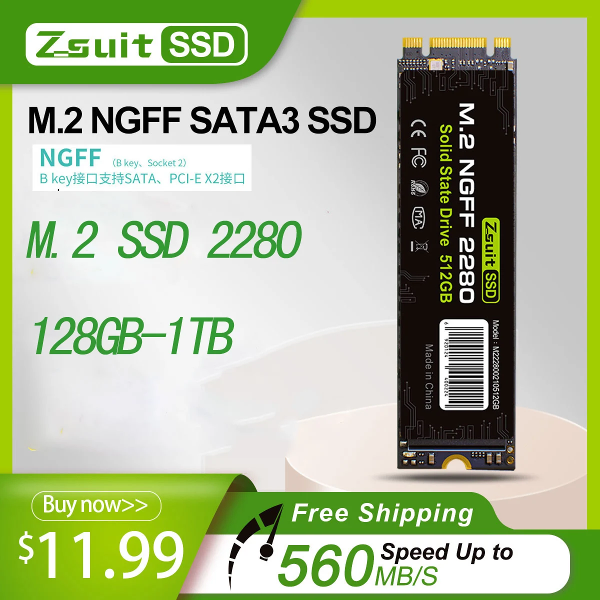 

Zsuit SSD SATA M2 128GB 256GB 512GB 1TB Solid State Drive 500GB 1 TB M.2 NGFF 2280 Internal Hard Disk HDD for Desktop Laptop