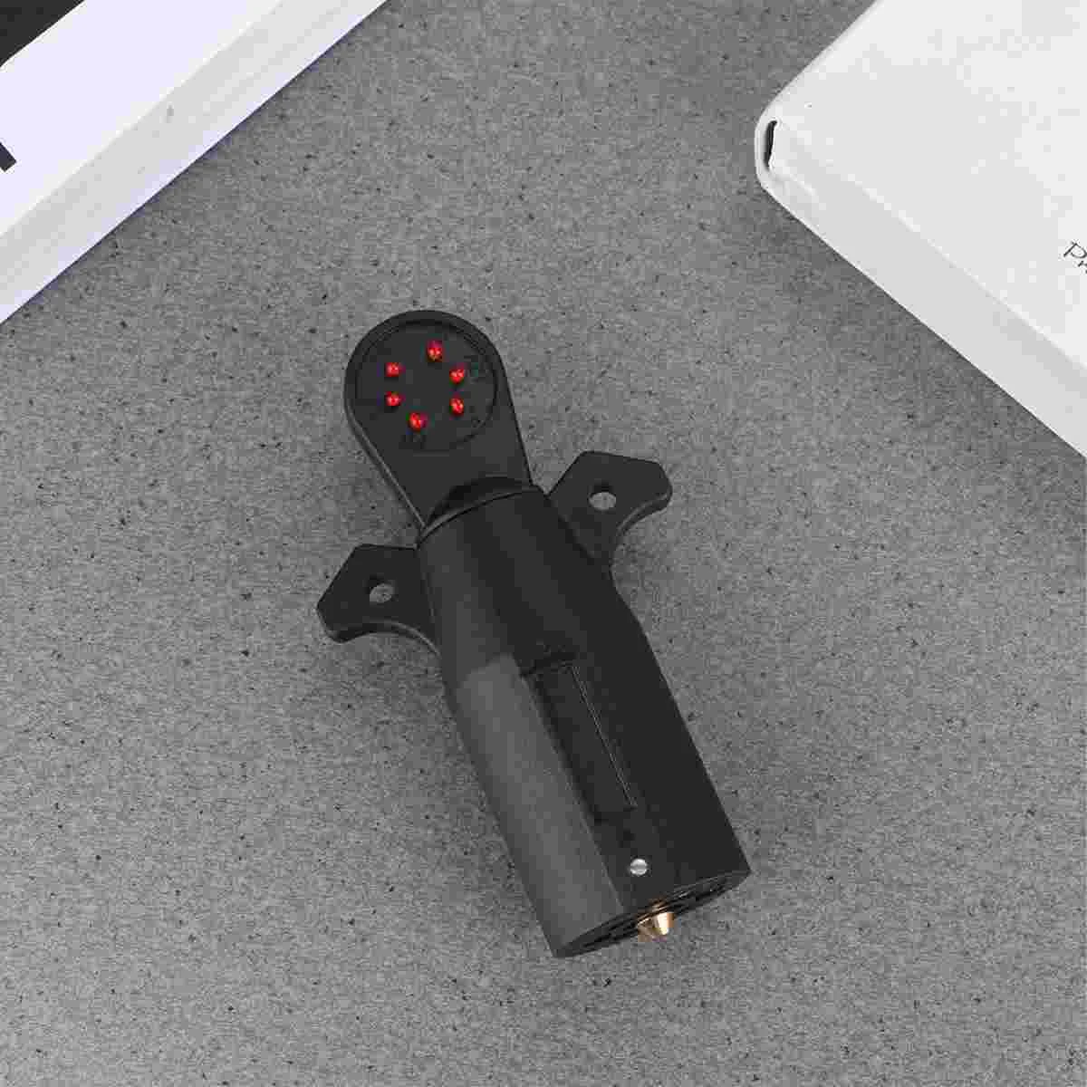 

7-Way Trailer Light Wiring Circuit Tester Round Adapter Pin Plug for Car Trailer Black