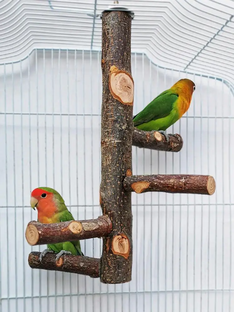 Pet Parrot Bird Standing Stick Wood Pole Bird Cockatiel Parakeet Perches Bite Claw Grinding Toy Bird Cage Accessories