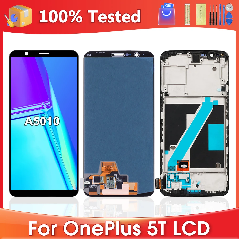ЖК-дисплей 5T 6,01 AMOLED для OnePlus 5T, сенсорный экран, датчик 1 + 5T, A5010, дигитайзер в сборе, запасные части для OnePlus 5T