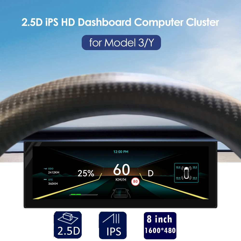 

Новый продукт, Приборная панель автомобиля, 8-дюймовый дисплей, инструмент для Tesla Model 3 и модели Y, мультимедийный цифровой кластер, запчасти ...