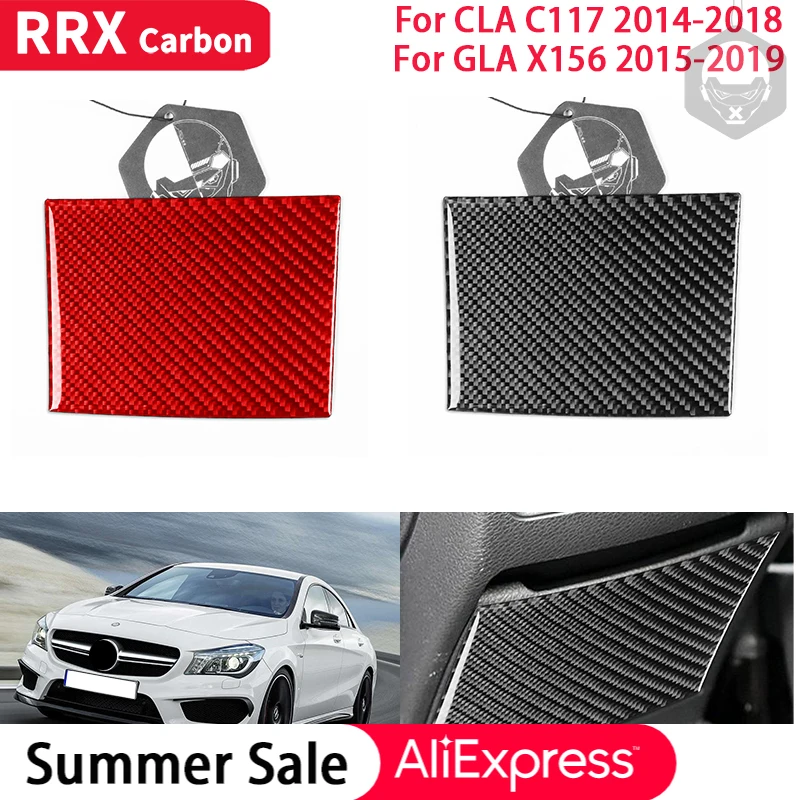 

RRX Real Carbon Fiber Interiors Car Rear Storage Box Decoration Cover Sticker for Mercedes Benz CLA C117 GLA X156 2014-2019