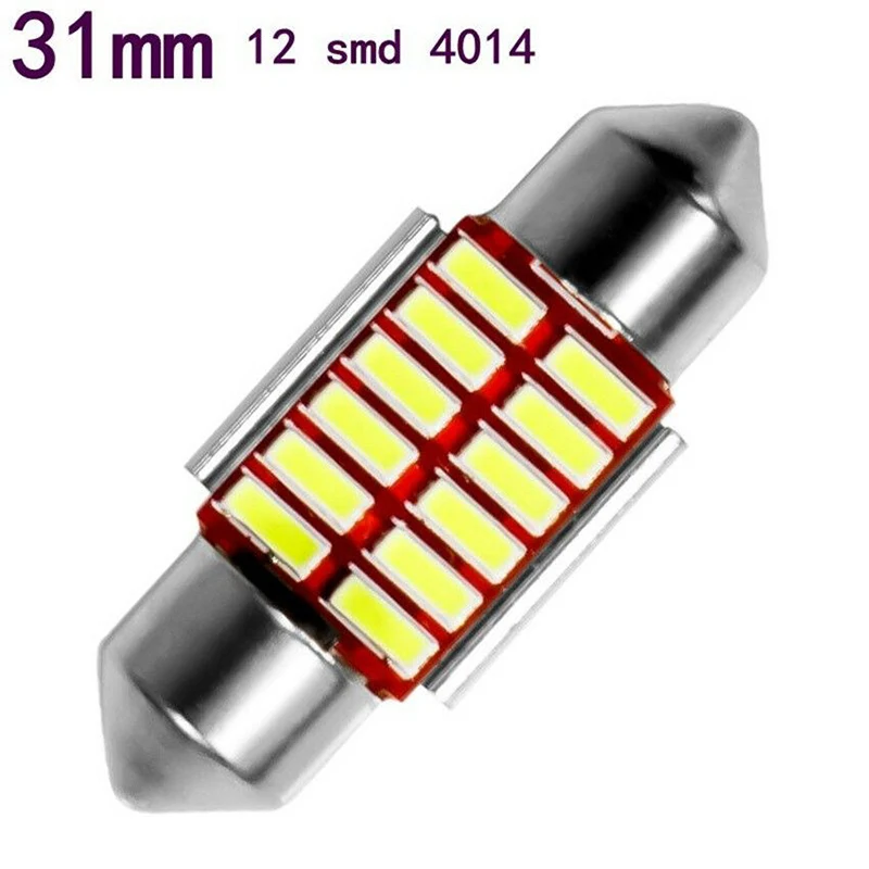 

2 шт., Автомобильные светодиодные лампы 31 мм 4014 12SMD C5W