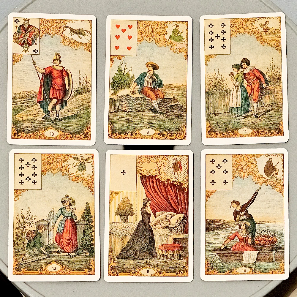 Фото Винтажные антикварные карты для предсказаний, 9*6 см, колода из 32 карт Oracle Le Jeu Du Destin Antique, традиционные карты для картомантии №4