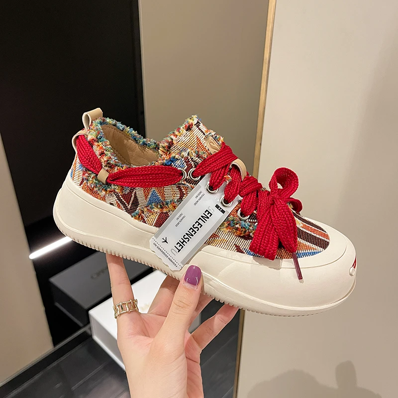 Chunky Daddy Schoenen Dikke Bodem Platform Sneakers Canvas Verhogen Casual Voor Vrouwen Zapatillas De Deporte 2022