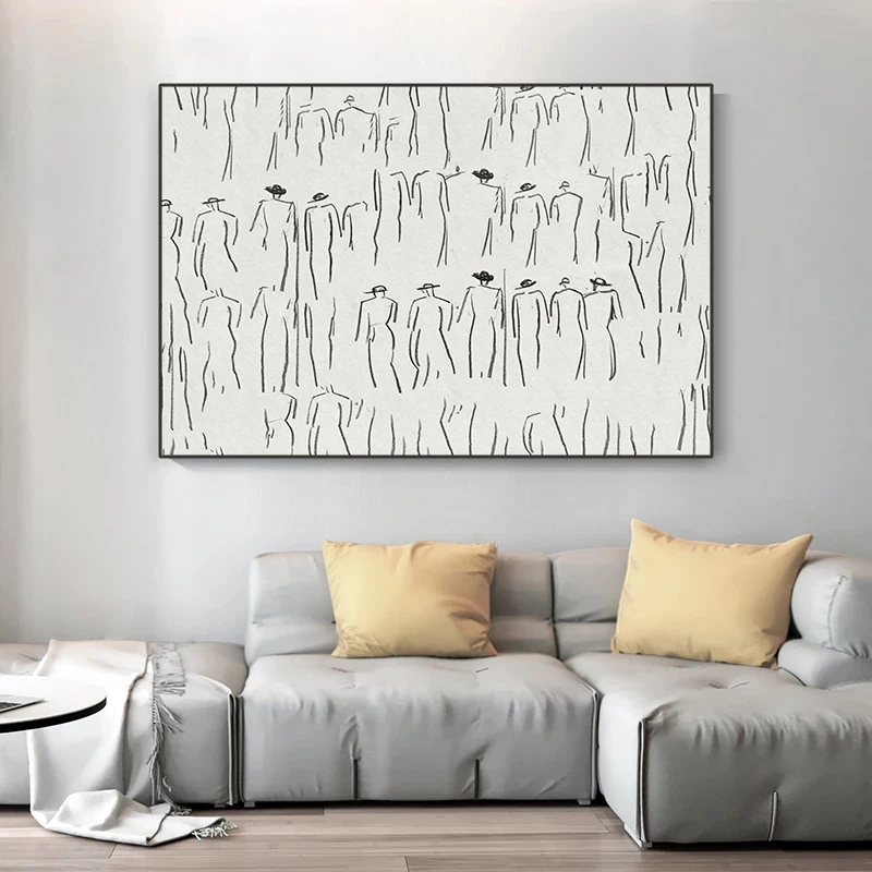 Абстрактная линия обычный плакат винтажный рисунок Картина на холсте