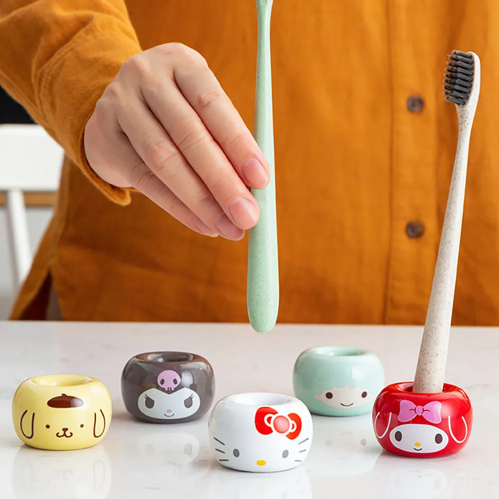 

Hello Kitty Toothbrush Holder Sanrio Desk Accessory Kuromi My Melody Cinnamonroll Pen Holder Desktop Ornament Anime Gifts Girl
