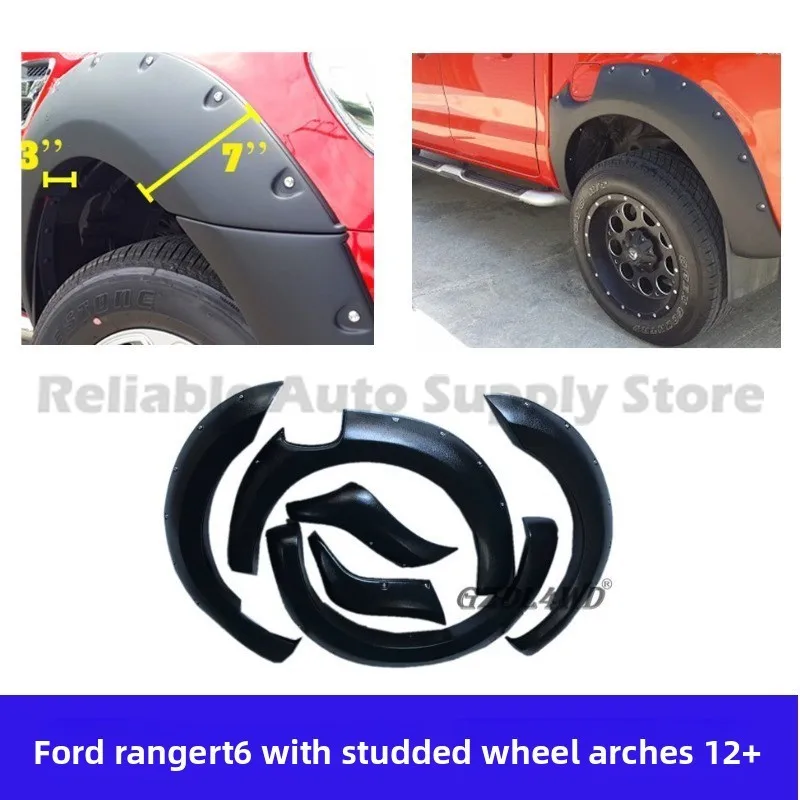 Фото Расклешенные расширители крыльев для Ford RANGER T6 T7 T8 с заклепками, широкий комплект кузова, прочный внедорожный стиль, обновление 2012 2015 2018 №2