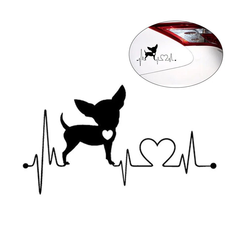 

Heartbeat Lifeline Chihuahua Dog Decal Vinyl Car Decorative Sticker (Black)