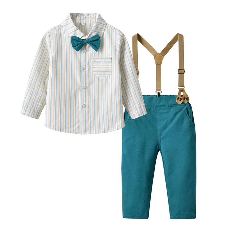 

Kids Baby Boy Gentleman Suits Formal Cotton Long Sleeved Bow Tie+ Shirt+ Trousers Clothes Suit Kids Clothes Wedding Party Dress