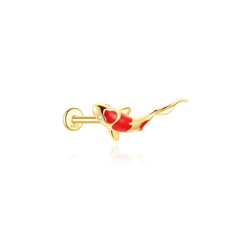 Серьги-гвоздики Aide из серебра 925 Lucky Red Koi