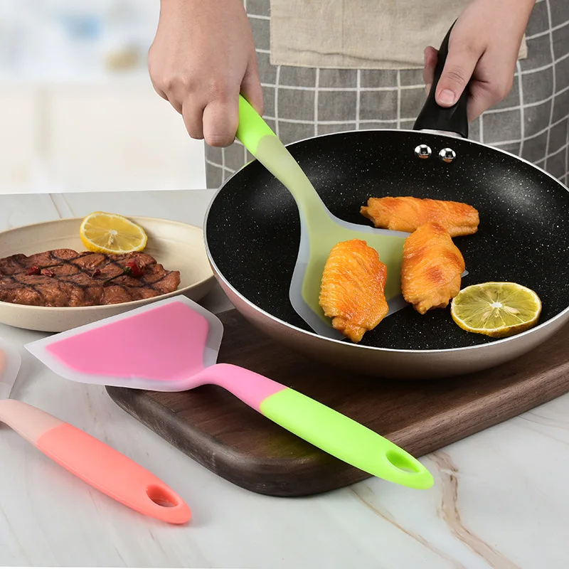 

Stir Fry Silicone Spatula Kitchen Scraper Wide Pizza Shovel Non-Stick Pan Spatula Beef Meat Egg Household Cooking Utensils Tools