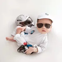 ❤️Newborn Photography Clothing Hat+Jumpsuit 2Pcs/set Baby Photo Props Accessories Studio Infant Shoot Racing Clothes Fotografia