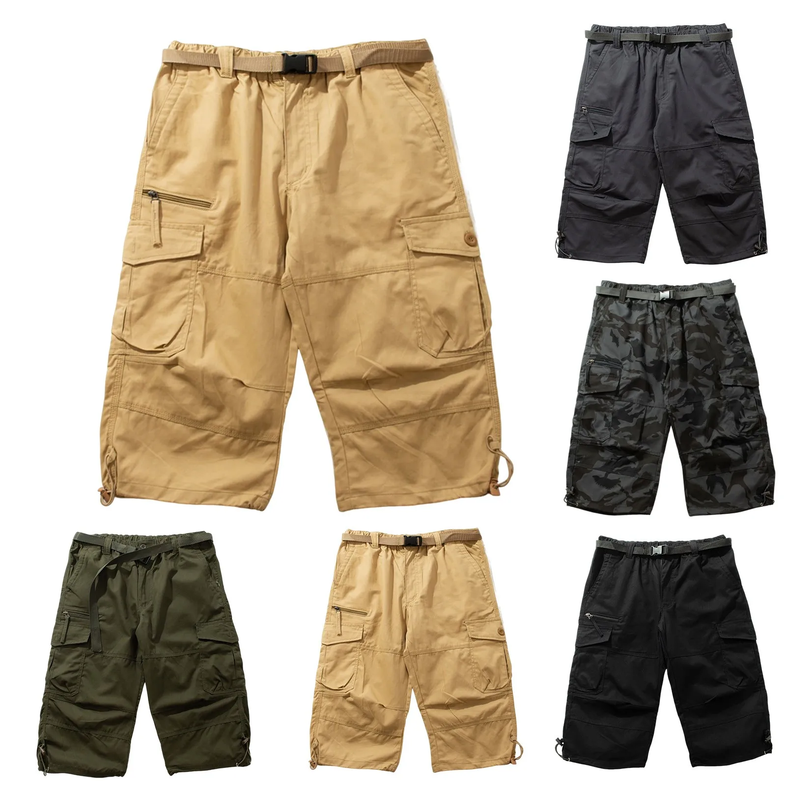 

2023 New Spring Summer Men Cargo Shorts Cotton Relaxed Fit Breeches Bermuda Casual Short Pants Clothing Social Cargo Short Men