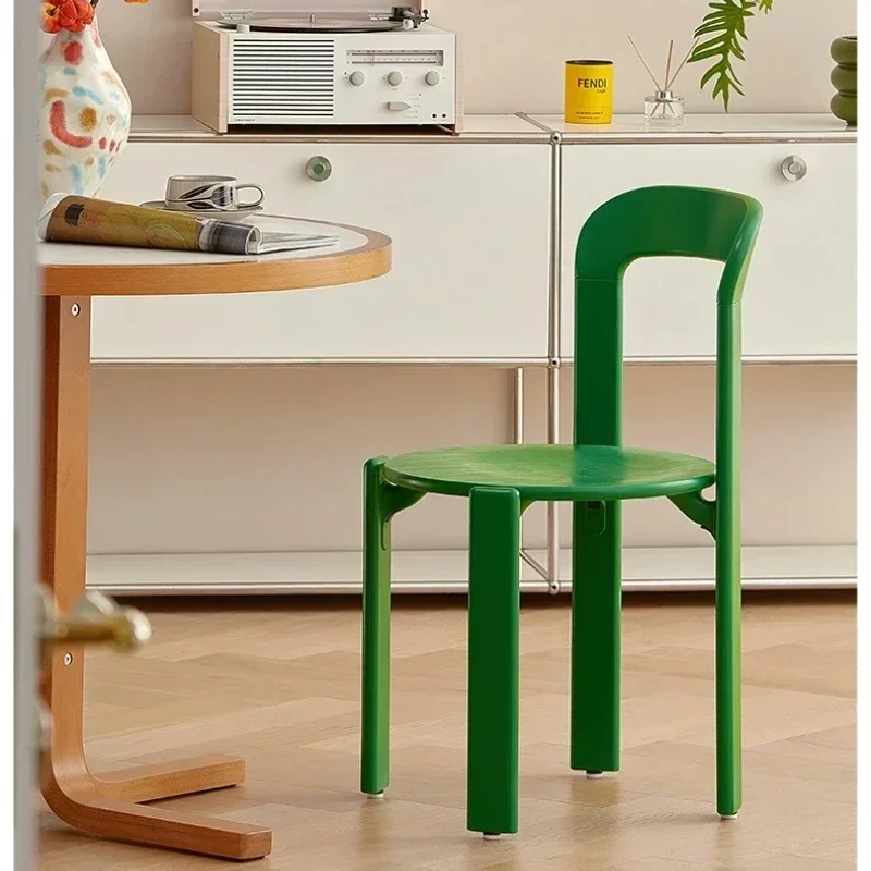 Nordic Rey Beech Solid Wood Plywood Dining Stackable Vintage Curved Backrest Swiss Chair Restaurant