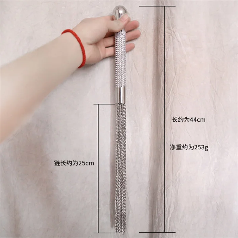 Бич с ручкой из алмазной цепи для секс-игрушек для пар Мягкий железный плетень для страстного наказания Фиксаторы для раба Связывающие наручники Бондажный кнут.