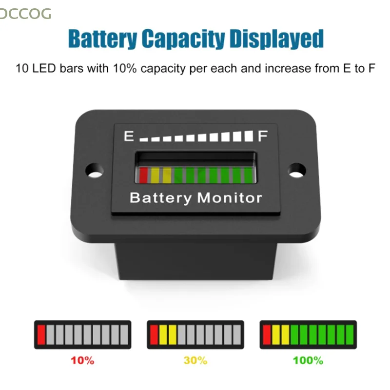 Светодиодный счетчик батареи Монитор уровня заряда 12 В 24 36 48 60 72