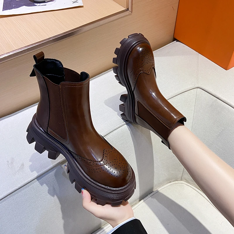 2023 Laarzen Vrouwen Schoenen Winter Laarzen Mode Schoenen Vrouwen Casual Herfst Lederen Vrouwen Enkellaars Vrouwen Boots Women