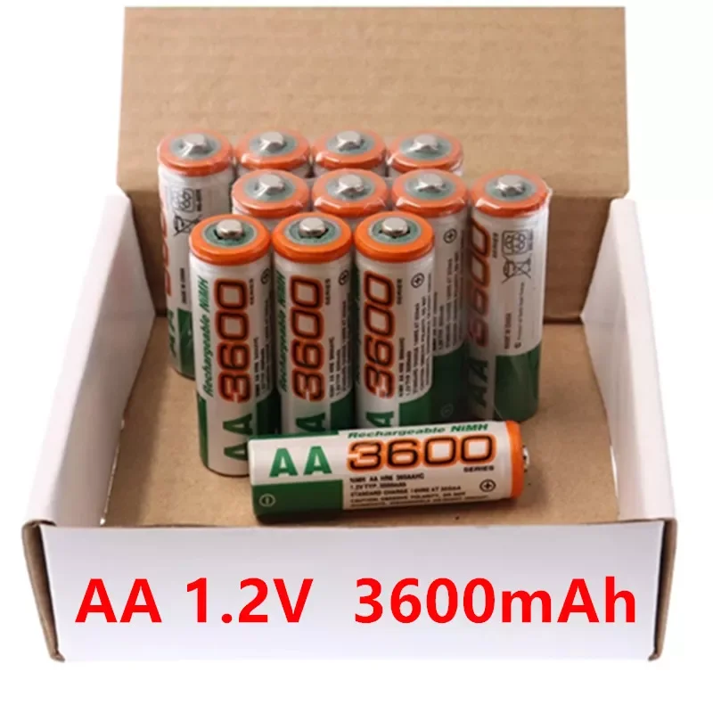 

2023New 100% New Ni-MH AA 1.2V aa 3600mAh Alkaline Rechargeable Battery MP3 Flashlight Toy Watch Player Replacement CN(Origin)