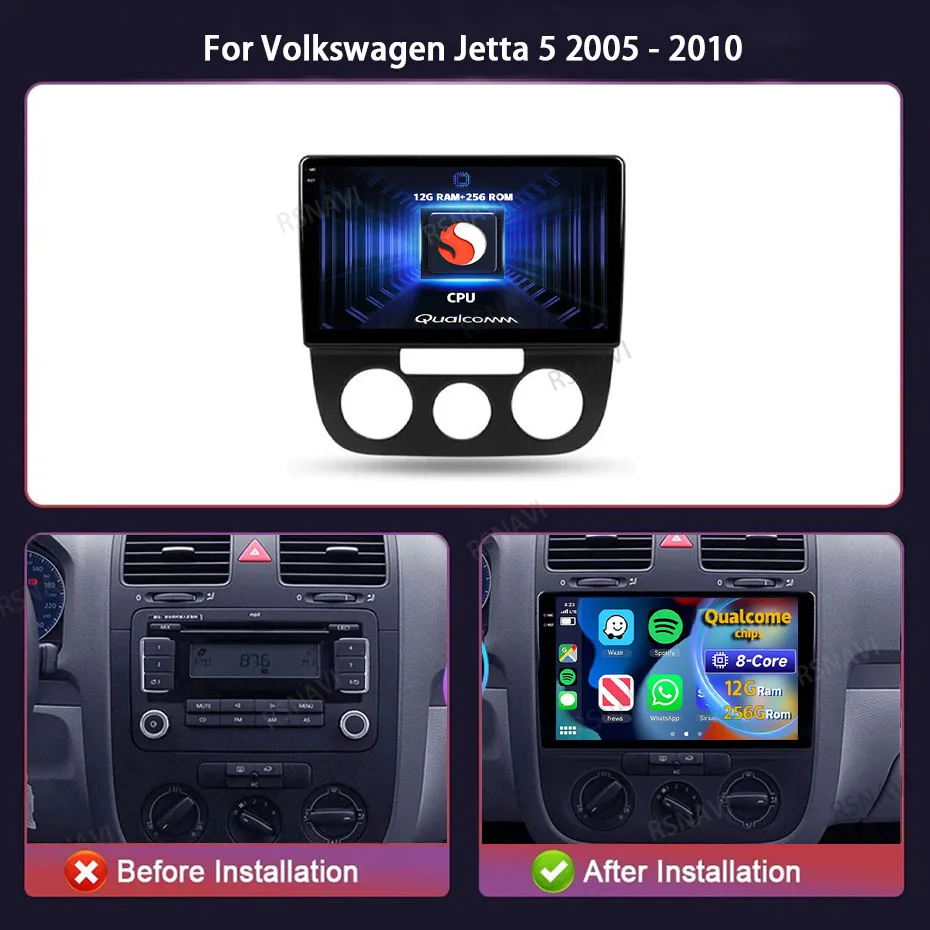 Фото Android 14 Carplay Auto для Volkswagen Jetta 5 2005 2006-2016, автомобильный радиоприемник, навигация, 2Din DSP, видеоплеер, стерео GPS, головное устройство №2