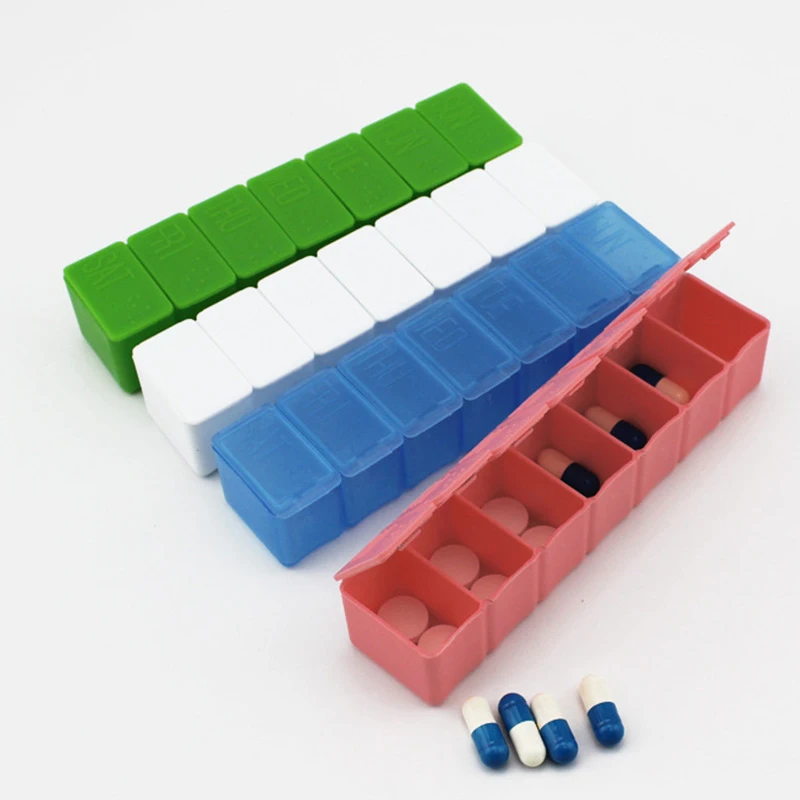

7 Days One Week Small Medicine Pill Case Plastic Pill Drug Box Mini Pill Holder Container Dispenser Independent Lattice Storage
