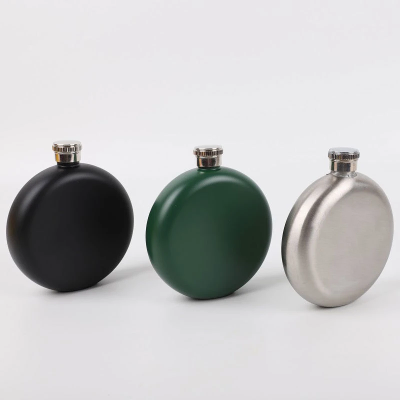 

Stainless Steel 5oz Round Hip Flask Personality Creative 304 Stainless Steel Outdoor Portable Water Bottle Mini Red Wine Cup