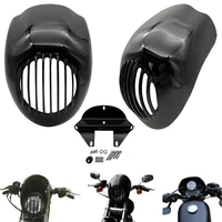 motorcycle bright black high quality headlight cover fairing for 883 xl 1200 front fork mount dyna sportster xlch