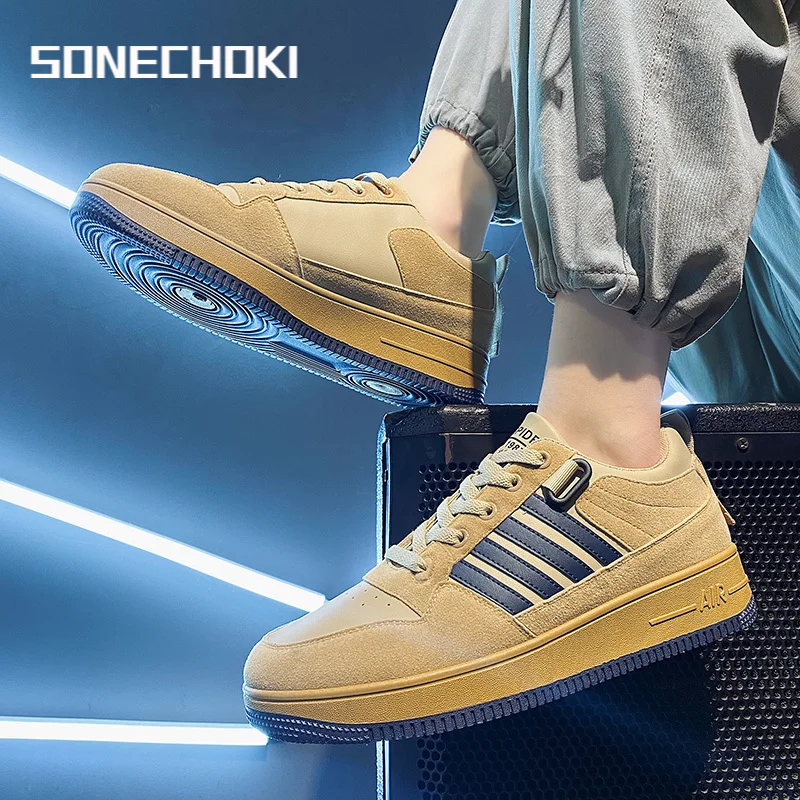 

SONECHOKI New Trend Classics Skateboarding Shoes Men Striped Platform Sneakers Hard-wearing Outdoor Trainer Casual Sport Shoes