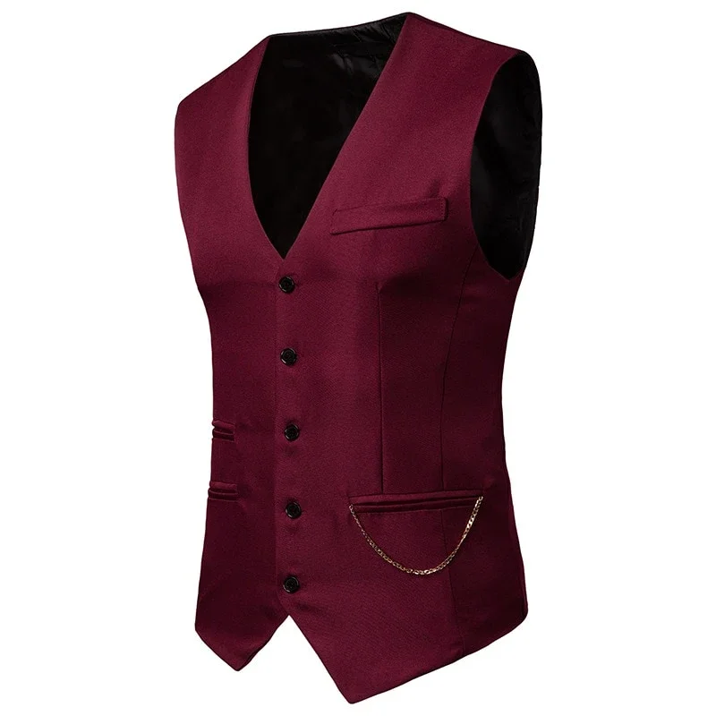 

Nightclub Chain Waistcoat Vest Men 2022 Brand New Single Breasted Suit Business Casual Tuxedo Dress Vests Gilet Uomo