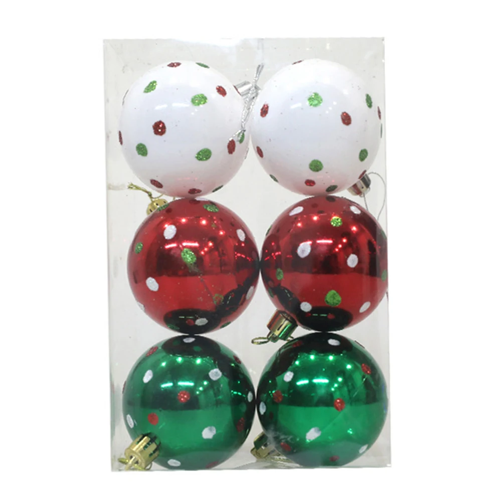 

Shatterproof Christmas Decorative Ball Ornaments 6PCS Mixed Baubles for Xmas Tree Festive Atmosphere 6CM Diameter