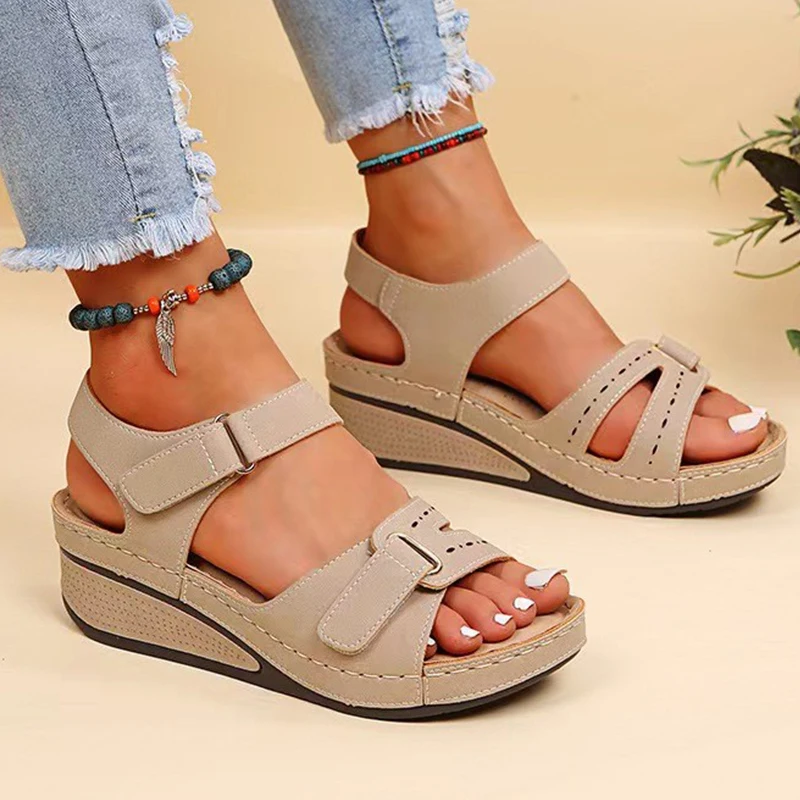 Large Size Women Sandals Gladiator Platform Female Sandals Summer Outdoor Women's Sandals Beach Casual Shoes Soft Flats 2023 New