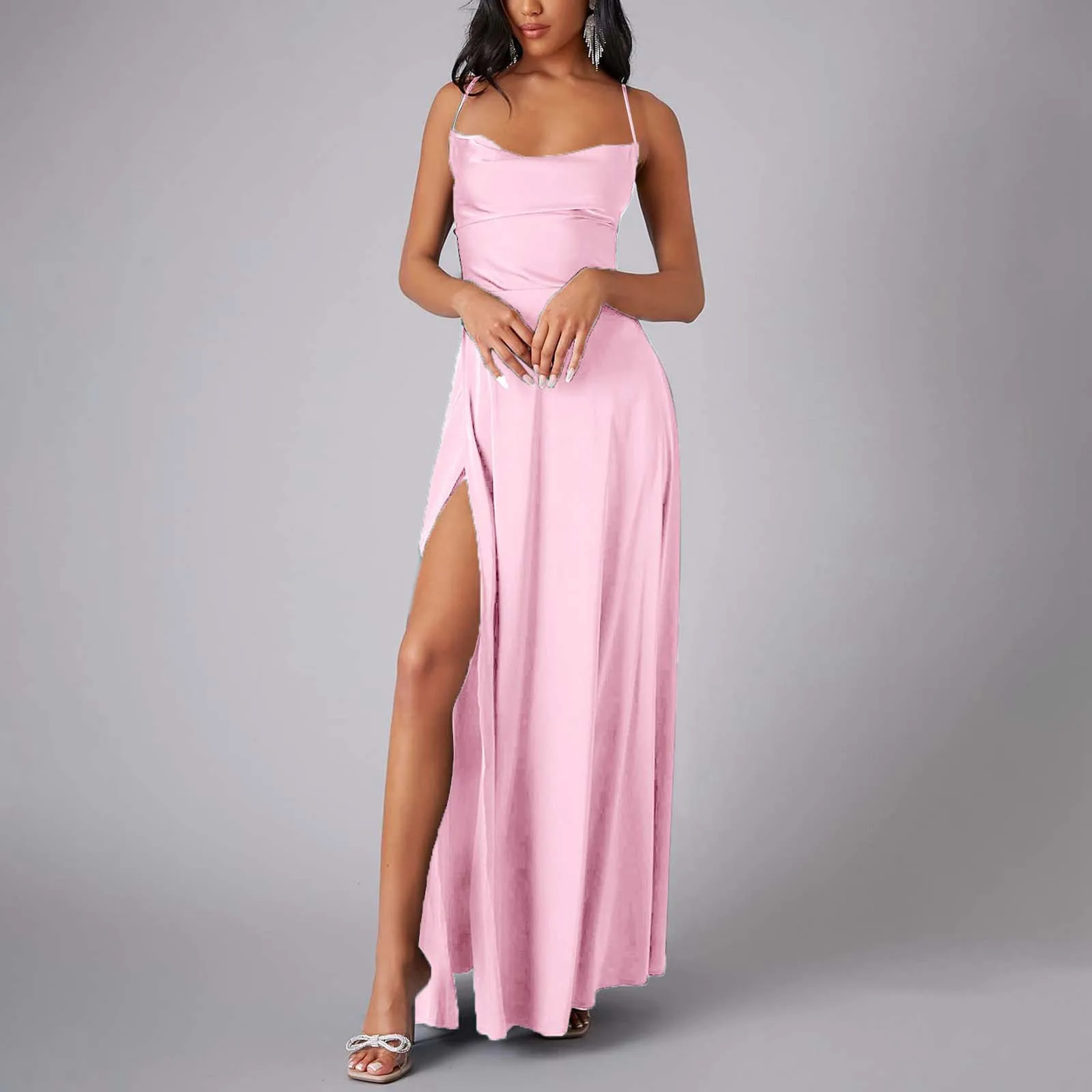 Женское однотонное сексуальное вечернее платье облегающее с открытой спиной на