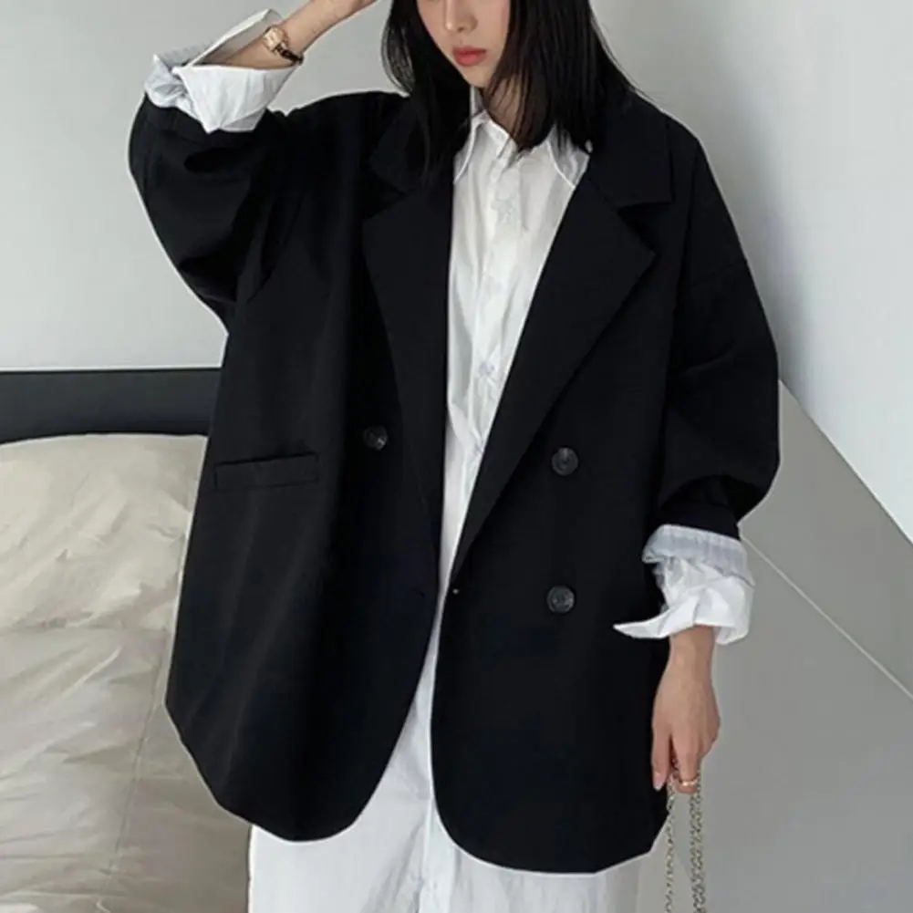 

Elegant Blazer Women Solid Color Loose Long Sleeve Blazers Coats Retro Office Lady Fashion High Street Suit Jackets chaquetas