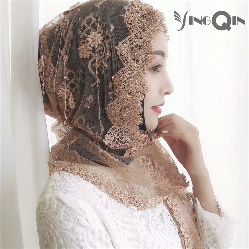 Muslim Women Headscarf Freeshipping Sequin Chiffon Lace Summer Malaysia Silk Shawl Scarf Hijab Hat Islam Saudi Arabia Headwrap