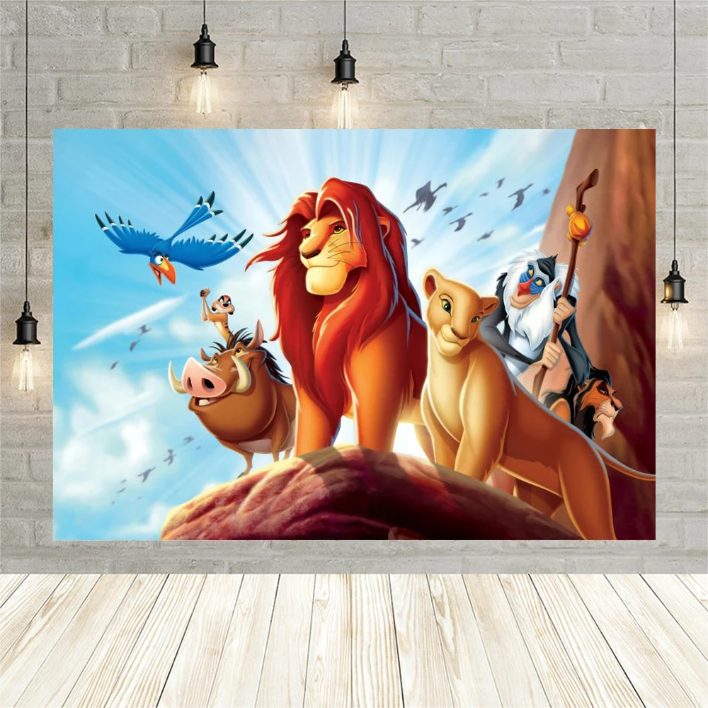 

The Lion King Simba Theme Photo Backdrop Birthday Party Decoration Forest Green Leaves Kids Safari Photography Background Banner