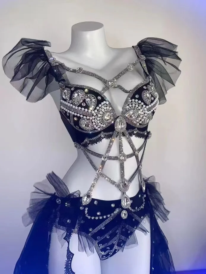 Певица сценическая одежда костюм для ночного клуба бара танцев роскошный