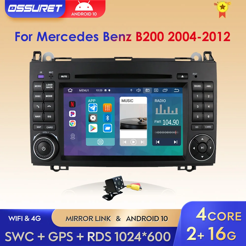 

Автомобильный мультимедийный плеер, DVD-плеер на Android 10, 2 Гб ОЗУ, 16 Гб ПЗУ, с GPS, для Mercedes Benz A-class, W169, W245, W639, W906, Sprinter, Wi-Fi, BT, 4G