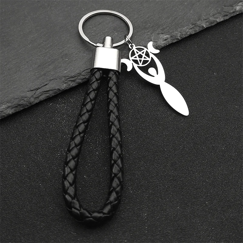 Брелок из нержавеющей стали с подвеской в виде звезды ведьмы тройной Луны богини