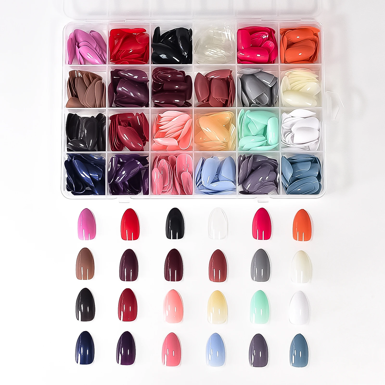 24 цвета комбинации прессованных искусственных ногтей короткая форма миндаля