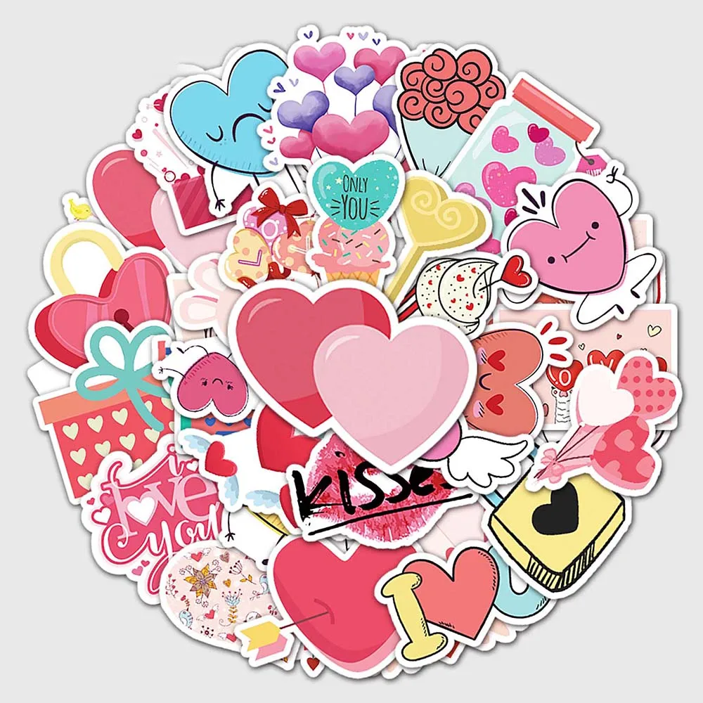 

10/50 Pcs Cartoon Valentine Graffiti Stickers Laptop Scrapbooking Pencil Case Luggage Notebook Decoration DIY Waterproof Decals