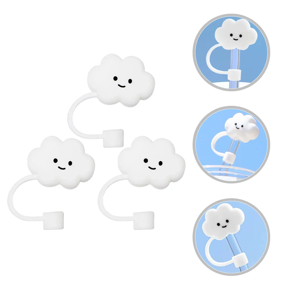 

4 Pcs Silicone Straw Cover Silicone Straws Straw Cap Cover Straws Tumblers Cloud Straw Dust Plug Protector Straw Topper