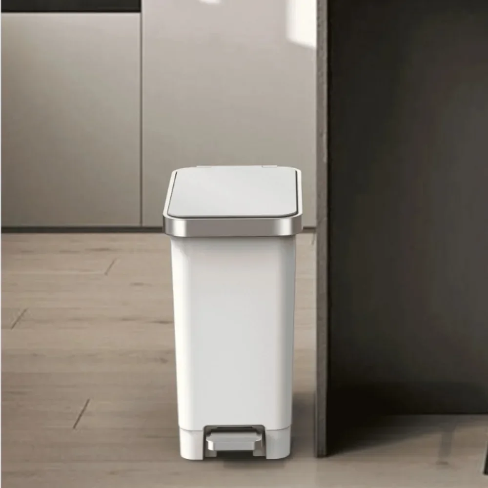 

2.5 Gallon Trash Can, Premium Plastic Step Bathroom Trash Can, White