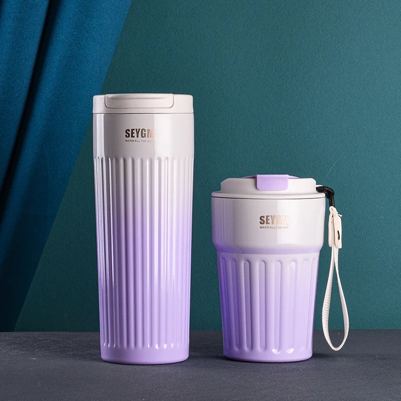 

Gradual Color High Appearance Level Coffee Straight Drink Simple Stainless Steel Thermos Cup Girls Portable Accompanying Kettle